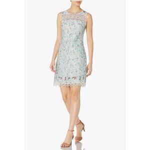 elie tahari ophelia lace dress NWT $468 Elie Tahari Ophelia Black Blue Floral Crochet Lace Sheath Dress Size 0